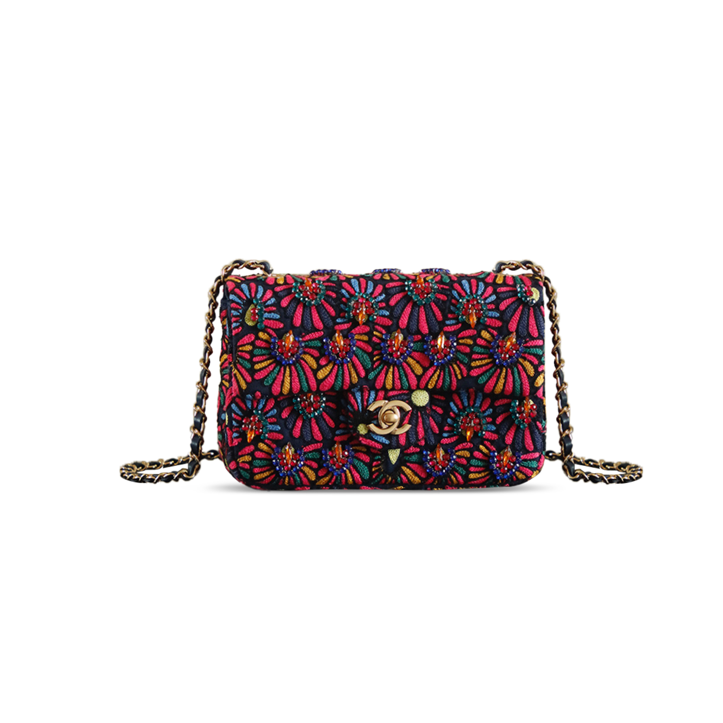 CHANEL CLASSIC BAG MEDIUM FIBERS EMBROIDERY AS6176 (20*13*7cm)